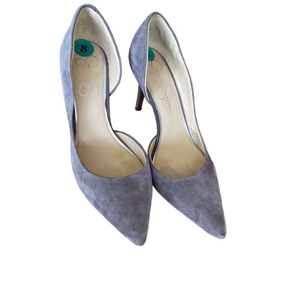 Jessica Simpson Womens Gray Suede Pointed Toe Stiletto Heel D'Orsay Pump Size 8 - Picture 2 of 5